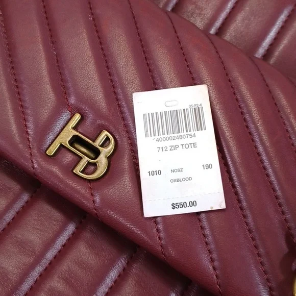 Henri Bendel 712 Zip Tote Laptop Bag  Burgundy - Picture 15 of 17